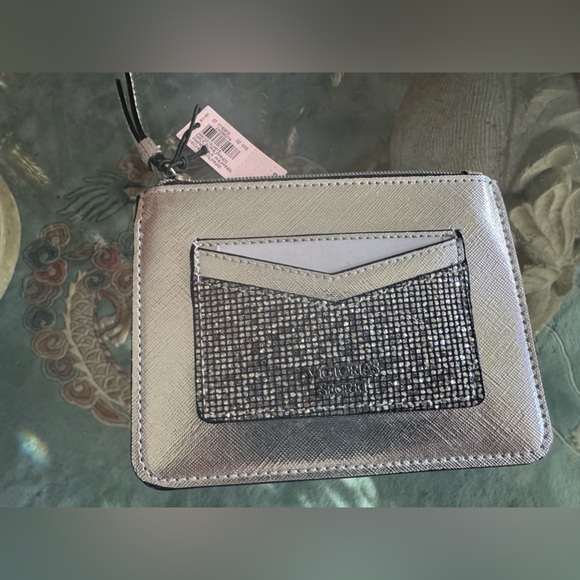 2 Victorias Secret  Sparkle Zip Card Case Wallet - Picture 3 of 7